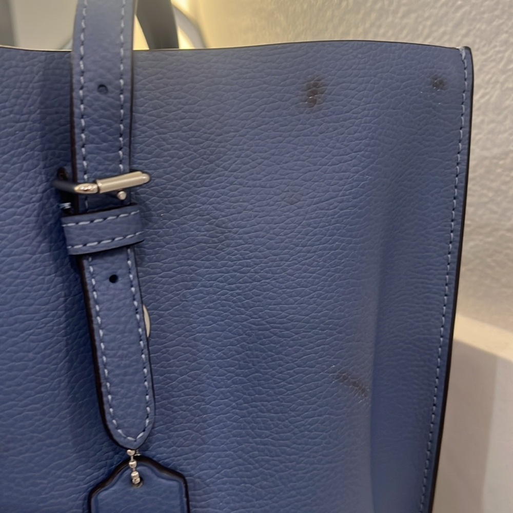 Coach Mollie Blue Tote leather Bag. Silver hardware Retail $378 style 1671 - Picture 4 of 16